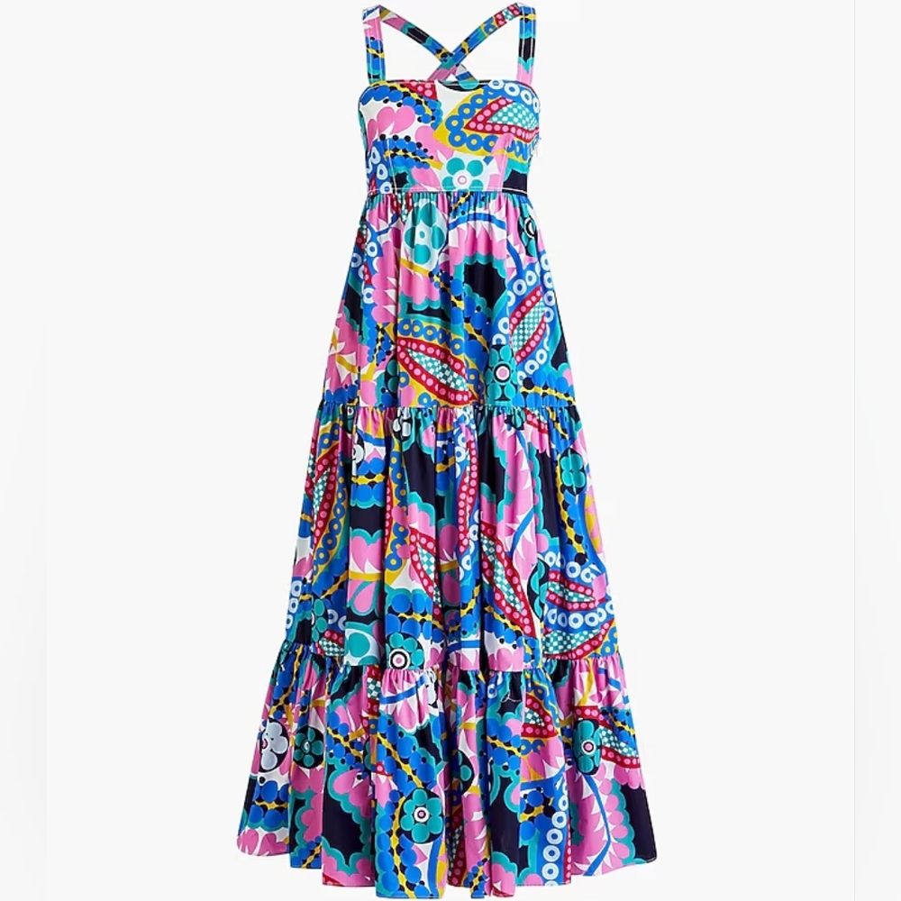 $40 J.Crew Maxi Dress Ratti Kaleidoscope Floral With Pockets Spring Summer NWT - Picture 6 of 11